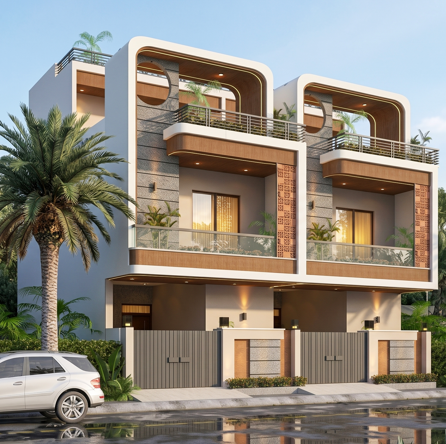 Modern twin villa constructed by Jai Hanuman Builders in Jaipur